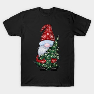 Merry Christmas Tree With Santa Sticker T-Shirt